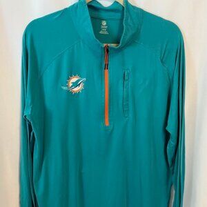 Miami Dolphins 1/4 Zip Activewear Pullover Aqua Mens Size L NFL Football Apparel